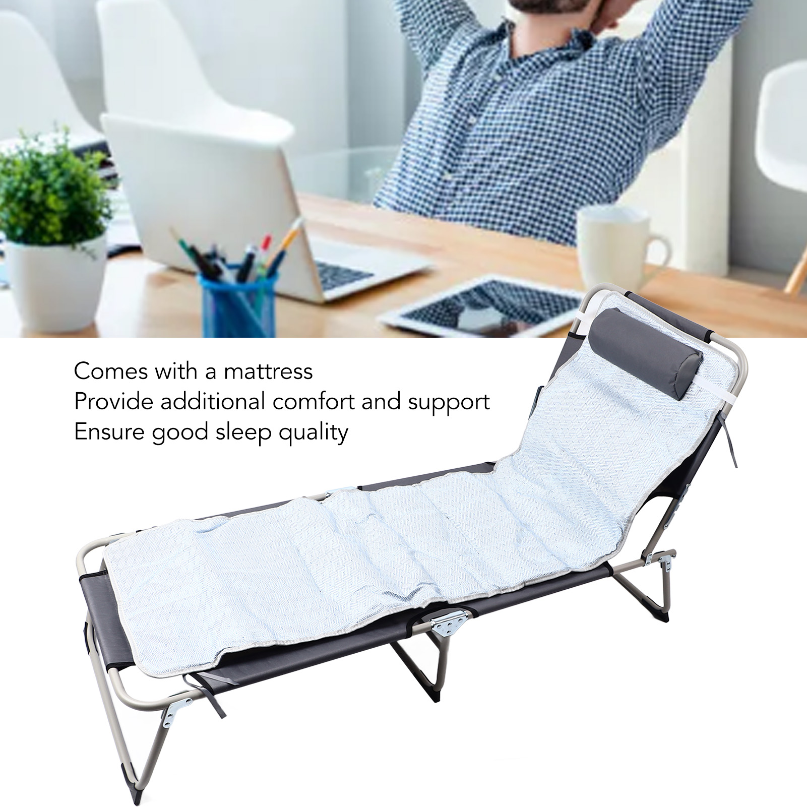 Office Single Lunch Break Folding Bed Adult Simple Portable Hospital Accompanying Bed With Mattress Gray