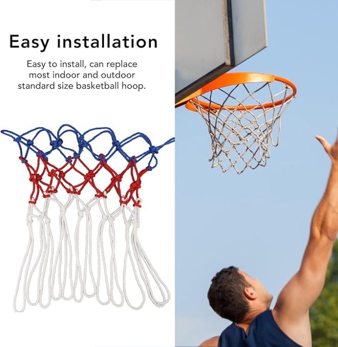 Heavy Duty Basketball Net Replacement, Professional All Weather Anti Whip for Outdoor & Indoor Use Sturdy Polyester, Fits Standard Rims, 12 Loops