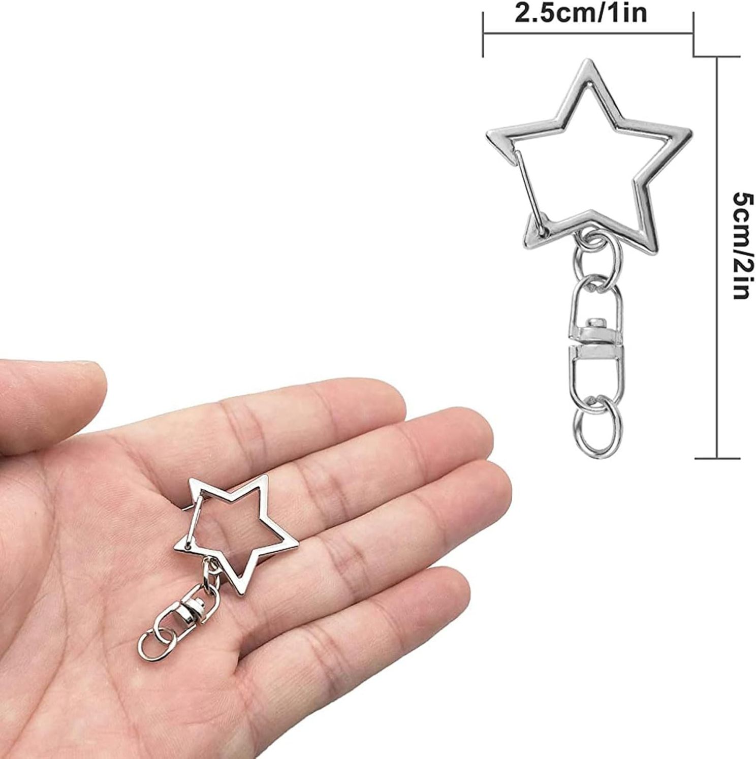 60Pcs Star Shaped Spring Snap Keychain Clip,Metal Swivel Clasp Snap Hook Key Ring with Chain Hanging Buckle with Open Jump Ring Connector for DIY Craf