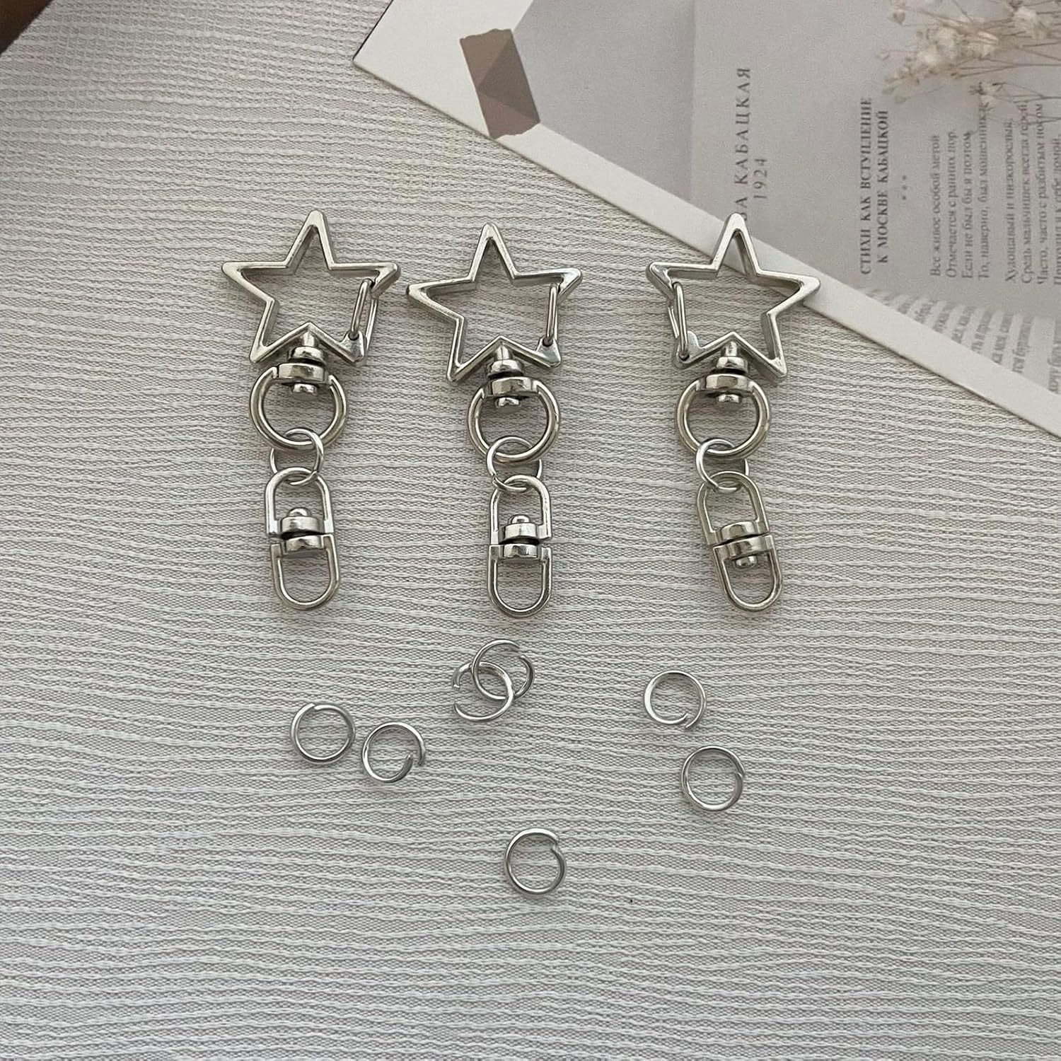 Star Shaped Keychain with Spring Clip, 2.16