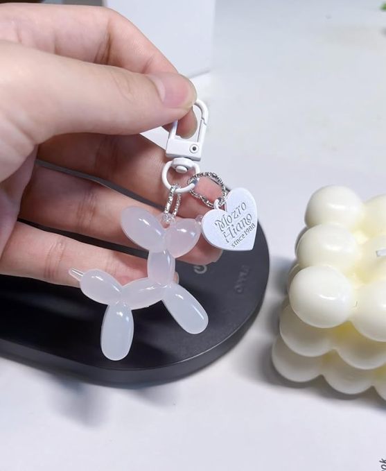 LAEKOU Jelly Balloon Dog Design Keychain for Women, Cute Girls Key Chain, Bag Charms Accessories for Car Purse Backpack