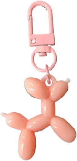 Balloon Dog Keychains, Blush Pink Key Chain for Handbag Purse Accessories, 2.95