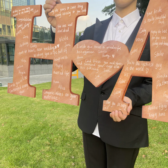 Custom Wooden Letter Guest Book With Heart