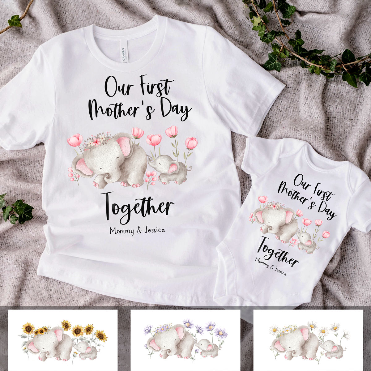 Personalized Shirt Custom Baby Onesies - First Mother's Day Together