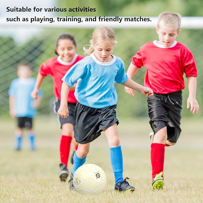 Kids Soccer Ball Size 3, TPU Soft Skin Friendly Toddler Soccer Ball for Outdoor Play, and Matches Ideal Youth Soccer Ball for Boys and Girls, Ages 3-8