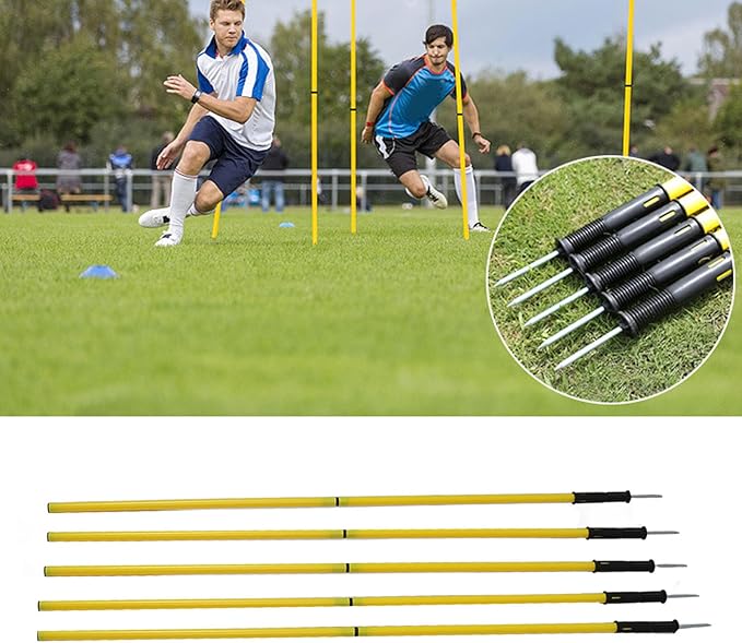 Agility Training Poles 1.5m, Adjustable Soccer Training Poles with Ground Bases, Agility Equipment for Soccer, Football, and Multi Sport Coaching