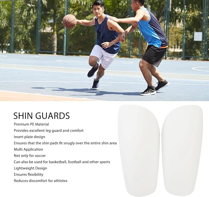 Lightweight Soccer Shin Guards, Professional Frosted PE Shin Pads, Basketball, Sports, Protective Slide in Shin Guards for Youth and Adults (1 Pair)