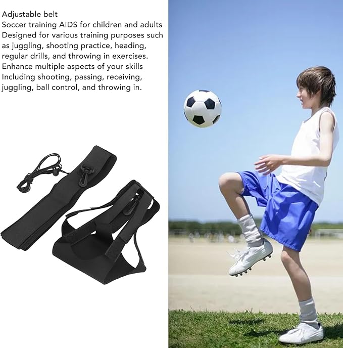 Adjustable Solo Soccer Trainer, Football Kick Training Aid with Adjustable Waist Belt for Kids and Adults, Soccer Training Equipment for Ball Control