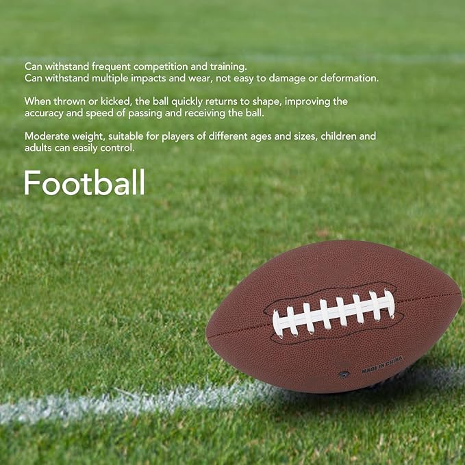 Size 9 Official Football, PU Leather USA Football for Training and Match Play, Abrasion and Impact Resistant Sports Football for Kids and Adults