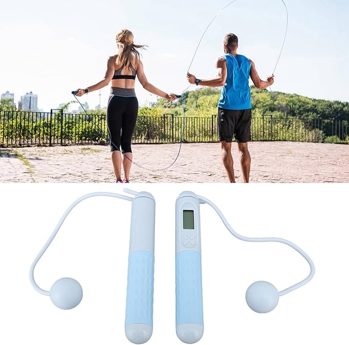 Cordless Jump Rope with Counter, Adjustable Weighted Jump Rope for Fitness, Smart Skipping Rope for Indoor Exercise Workouts for Women, Men, and Kids