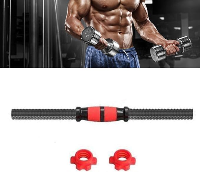 35cm Dumbbell Connecting Rod with 2 Barbell Screw Collars, Universal Dumbbell Barbell Converter Bar for Home Gym Strength Training