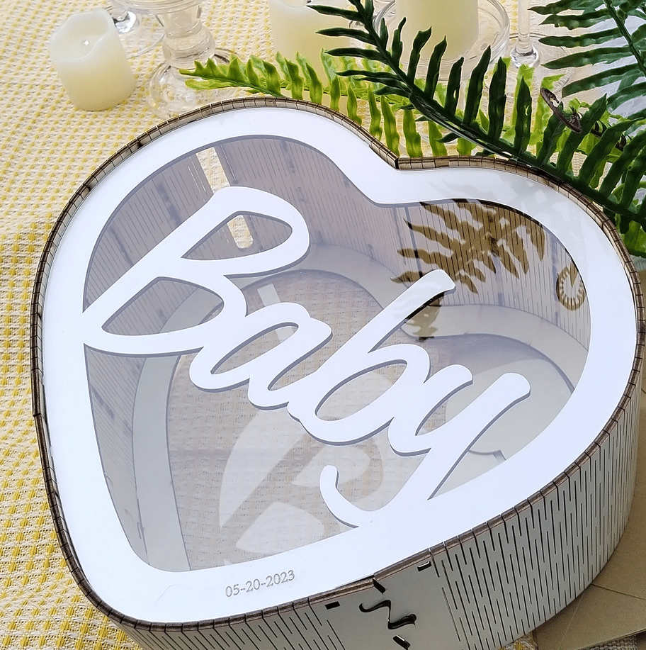 Customizable Heart-Shaped Wedding Card Container with Names and Date