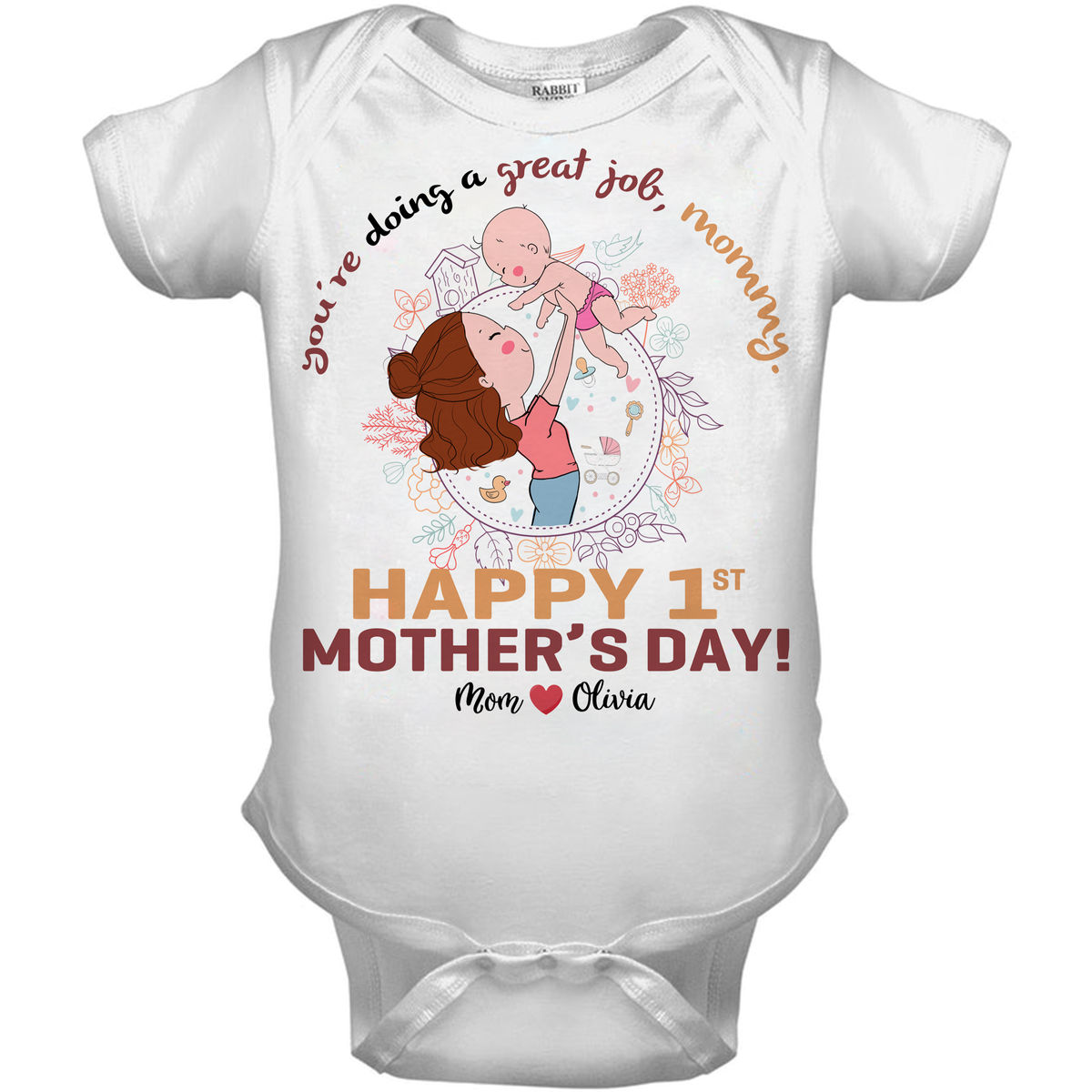 Personalized Shirt Mother's Day Onesies - You're doing a great job mommy happy 1st mother's day