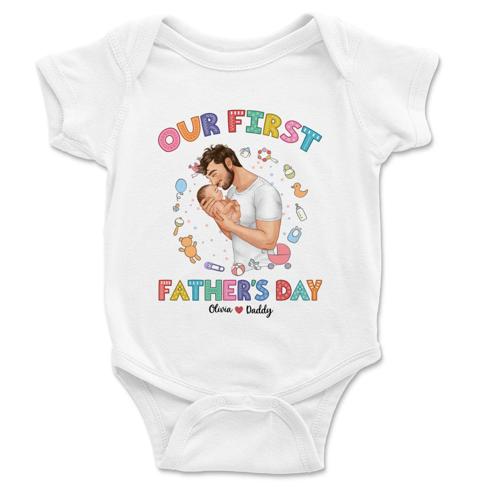 Father and Baby - Our First Father's Day - Personalized Onesie