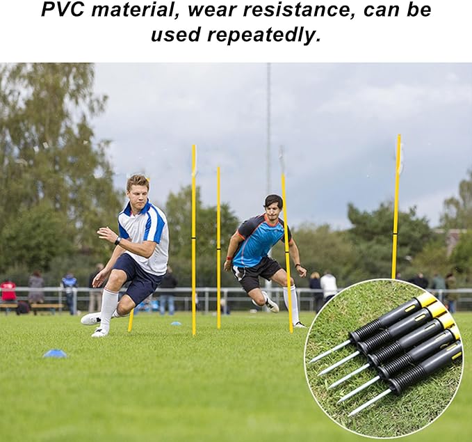 Soccer Corner Flags Set with 4 Square Flags and 1.5m Agility Poles, Outdoor Soccer Field, Portable Soccer Poles for Training and Games