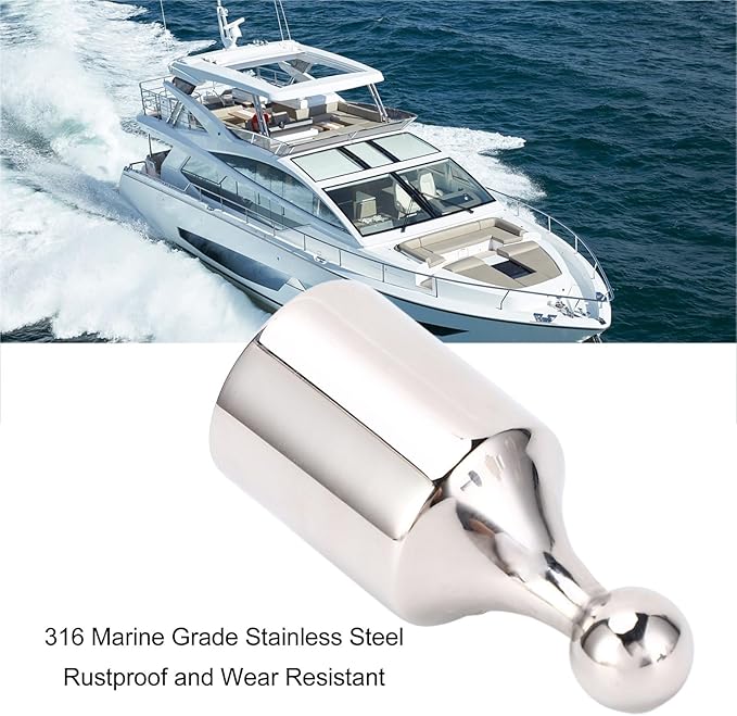 Bimini Top Cap 316 Stainless Steel Eye End Cap for Boat Yacht, Rustproof Bimini Top Hardware with Surface, 25MM Marine Canopy Top Fittings, 2PCS