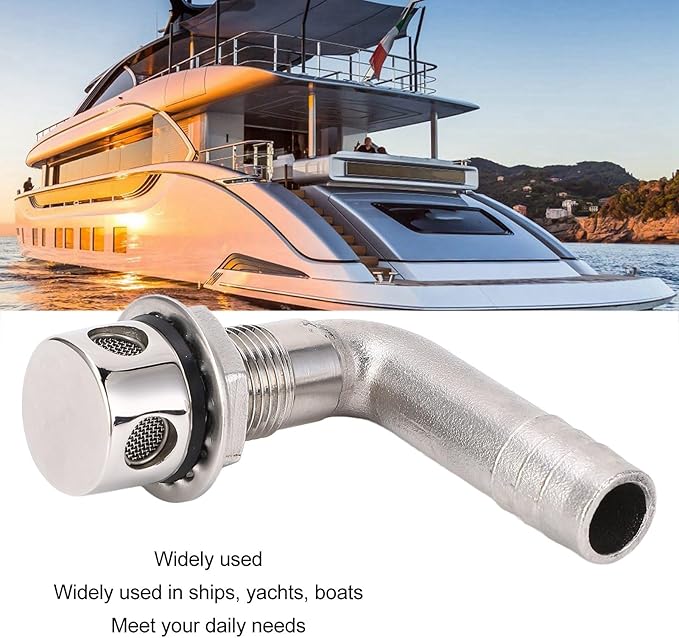 316 Stainless Steel Boat Fuel Gas Tank Vent, 16mm Elbow Design Fuel Tank Vent Valve for Ships, Yachts, and Boats, Easy to Install Accessories