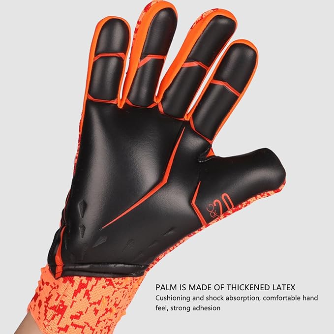 Soccer Goalkeeper Gloves,Abrasion Resistant Latex Soccer Goalie Gloves with Strong Grip and Breathable Material for Kids,Youth,and Adults-2PCS(Orange)