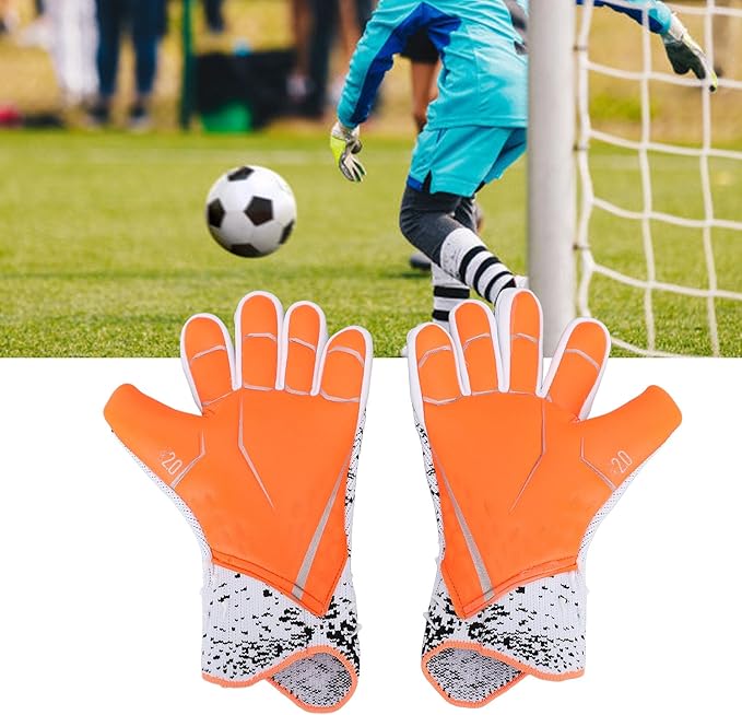 Soccer Goalkeeper Gloves,Abrasion Resistant Latex Soccer Goalie Gloves with Strong Grip and Breathable Material for Kids,Youth,and Adults-2PCS (White)