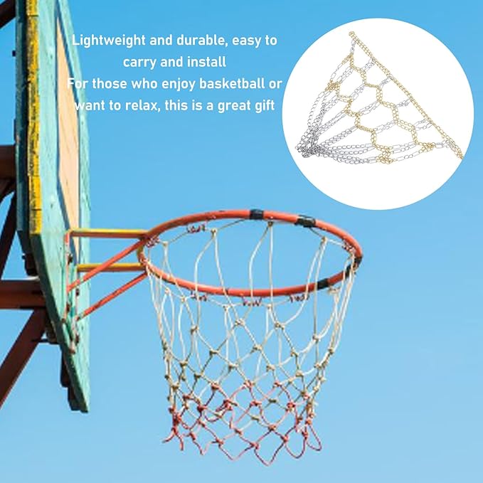 Heavy Duty Iron Basketball Net, Oxidation Proof Chain Basketball Net Replacement for Indoor and Outdoor Hoops, 21-Inch Standard Fit, Easy Install