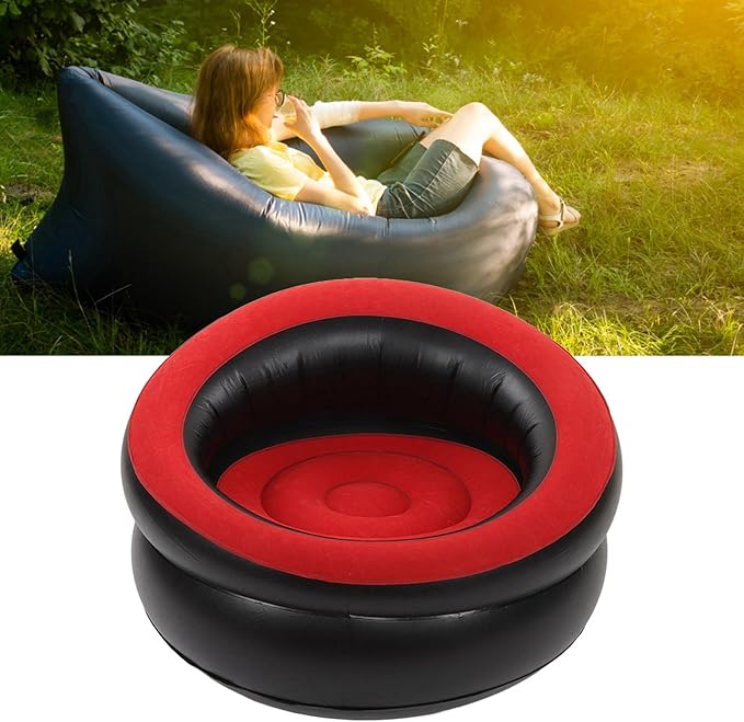 Inflatable Flocking Air Sofa, Ergonomic Portable Couch for Living Room, Bedroom, Office, Balcony, and Camping, Lightweight Blow Up Chair