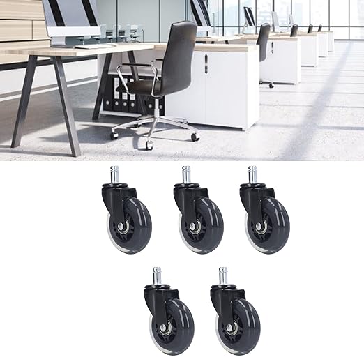 5 Pcs 3 Inch Office Chair Casters,Noise Without and Scratch Resistant Furniture Wheels,360° Swivel Polyurethane Replacement Wheels for Computer Chairs