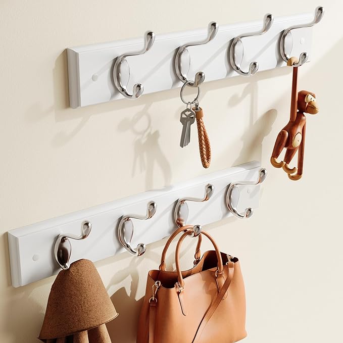 AMADA HOMEFURNISHING Coat Rack Wall Mount 2 Pack, Coat Hooks Wall Hooks Coat Hangers for Wall, Hat Racks Hooks for Hanging Coats Wall Mounted